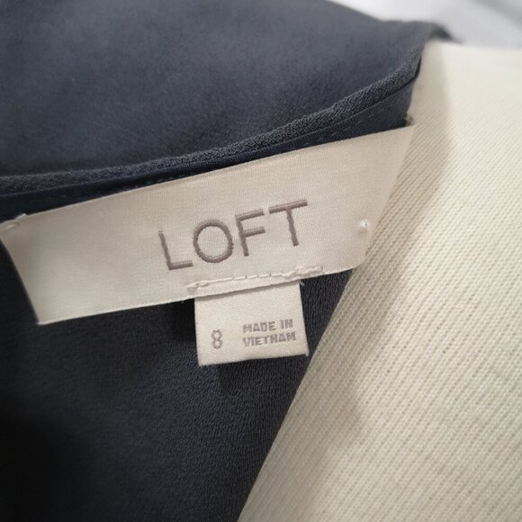 Loft Ladies Size 8 Dark Grey Fit & Flare Back Zip Dress - Picture 3 of 11